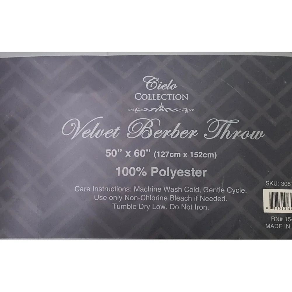 Velvet Berber Soft‎ and Cozy Throw Blanket, Lt Blue with White Deer and Trees